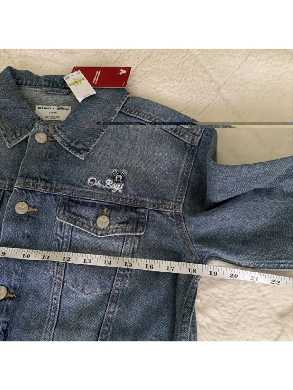 Disney Old Navy NWT Jean Jacket L 10/12 Girls American Mickey Oh Boy!
